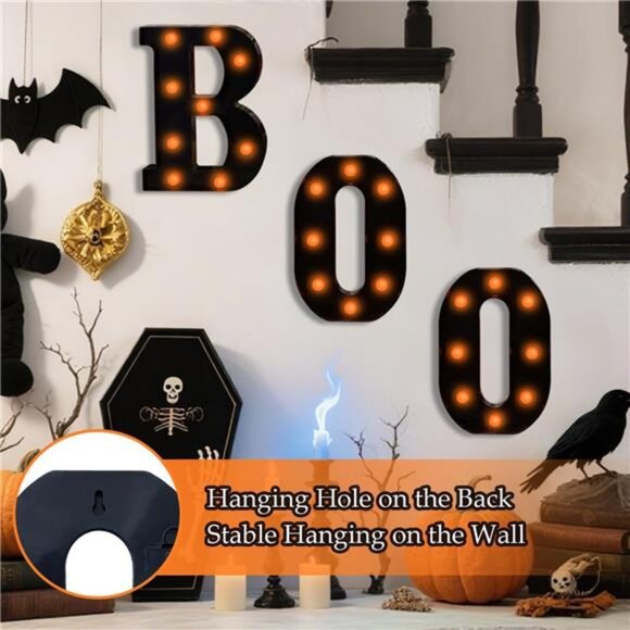 Halloween Decorations – Boo Light Up Letters with Remote | Timer, Dimmable - Picture 3 of 7